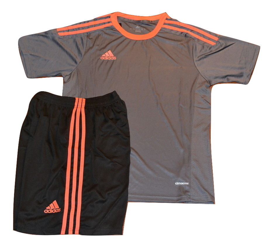 Футбольная форма игровая Adidas ( цвет - серый+оранж) M (р.44-46 рост 160-167 см) - фото 1 - id-p5221193