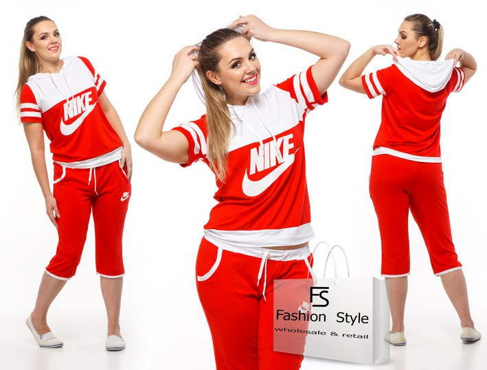 Трикотажный костюм с принтом реплика Nike батал большие размеры - фото 1 - id-p5537044