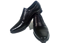 Туфли мужские классические натуральная кожа черные на резинке (КЛ 173)