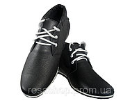 Ботинки мужские демисезонные натуральная кожа на шнуровке черные 39 Черный