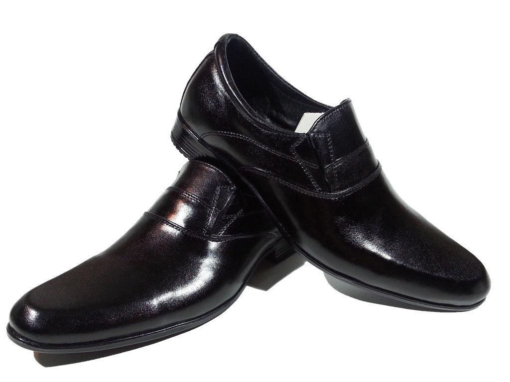 Туфли мужские классические натуральная кожа черные на резинке (АВА 34) - фото 1 - id-p7813807