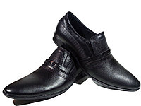 Туфли мужские классические натуральная кожа черные на резинке (14-450)