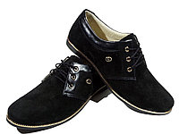 Туфли женские комфорт натуральная замша черные на шнуровке (14)