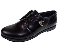 Туфли женские комфорт натуральная кожа черные на шнуровке (Т 09 чк) 39 Черный
