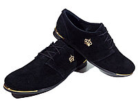 Туфли женские комфорт натуральная замша черные на шнуровке (906)