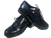 Туфли женские комфорт натуральная кожа синие на шнуровке (Т 03М)