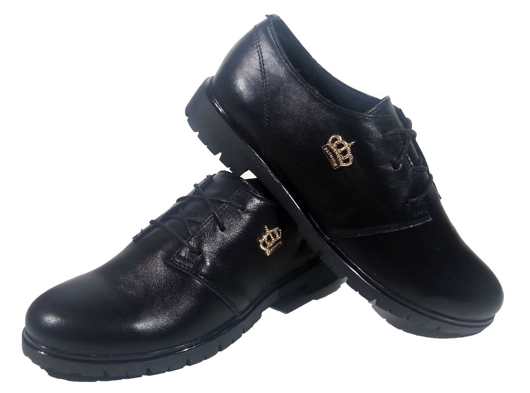 Туфли женские комфорт натуральная кожа черные на шнуровке (906М) 39 Черный - фото 1 - id-p7814239