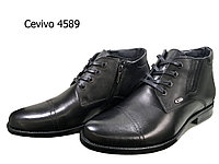Ботинки мужские зимние натуральная кожа черные на шнуровке (4589ш)