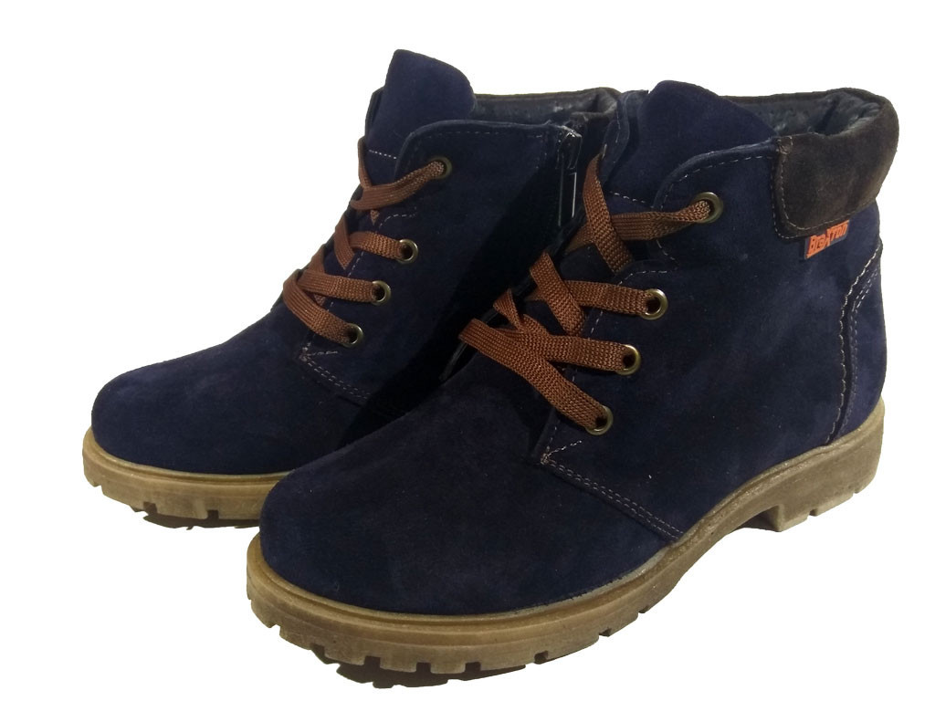 Ботинки подростковые натуральная замша синие (БД 77) - фото 1 - id-p7812101