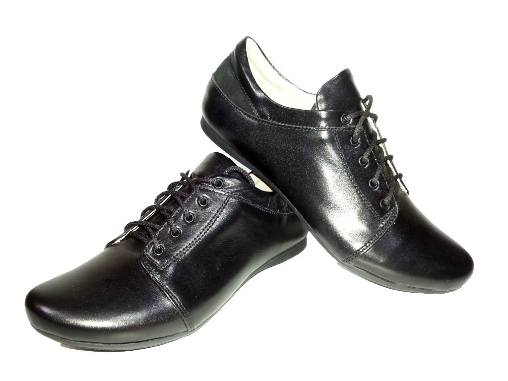 Туфли женские натуральная кожа черные на шнуровке - фото 1 - id-p7814170