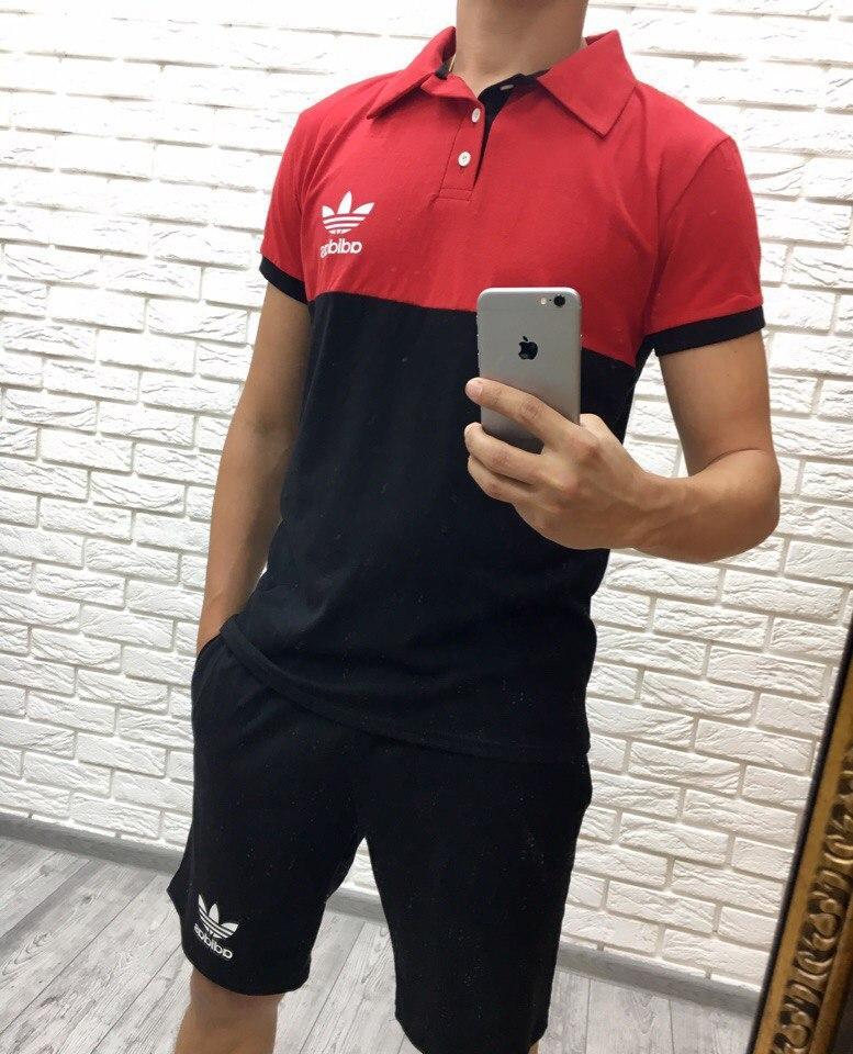 Спортивный мужской костюм летний футболка и шорты, реплика Adidas - фото 1 - id-p5537921
