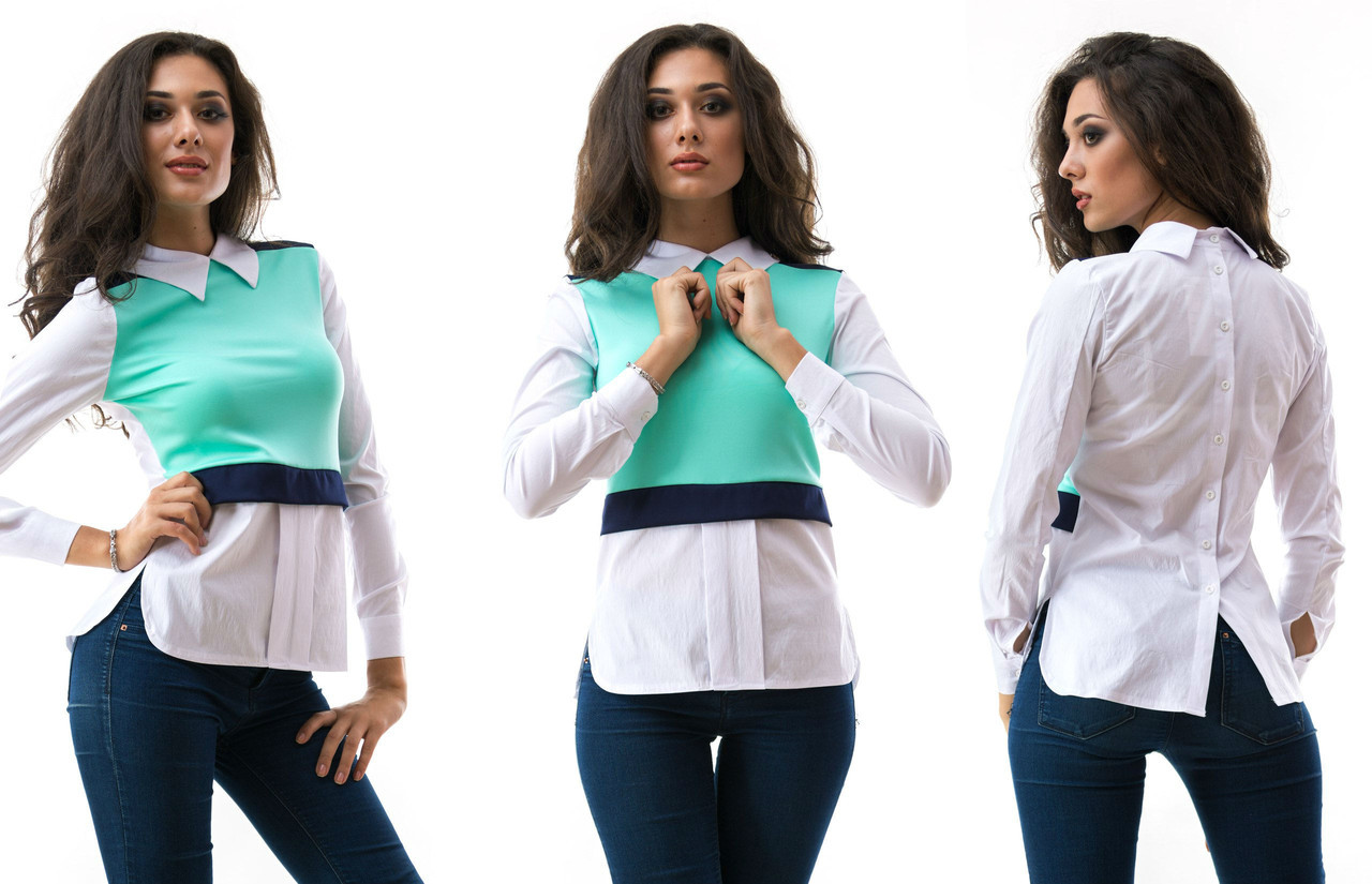 Блуза кофточка из бенгалина с воротничком - фото 1 - id-p5537537
