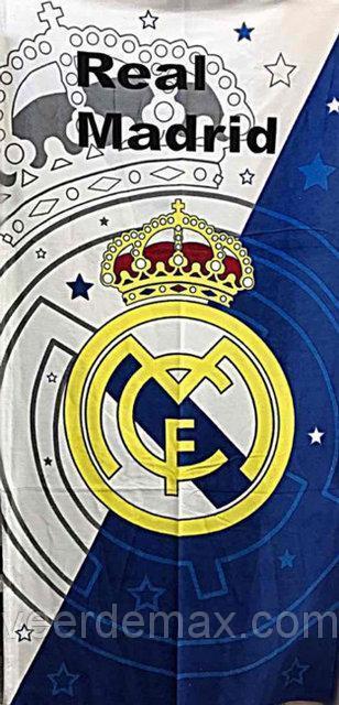 Банное (пляжное) полотенце ФК "Реал Мадрид" с логотипом любимого футбольного клуба - фото 1 - id-p5741576