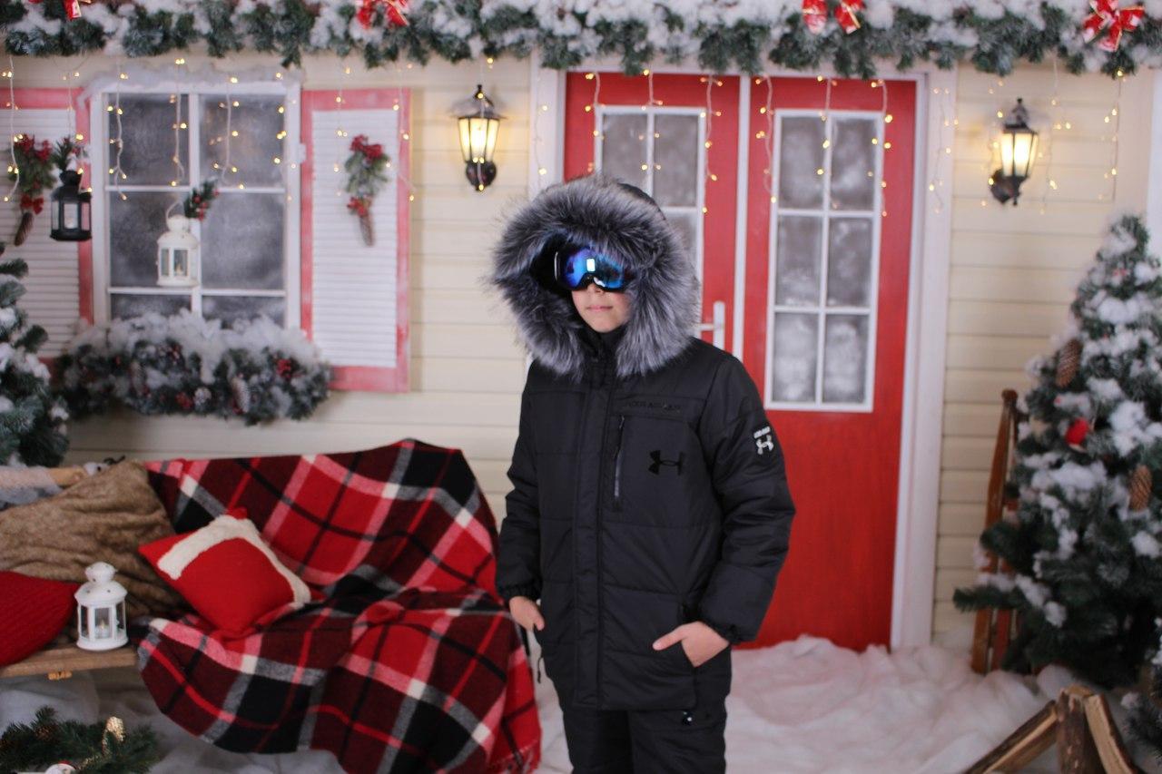 Подростковый горнолыжный костюм теплая куртка аляска с мехом и полукомбинезон, серия папа, мама, дети - фото 1 - id-p5675402