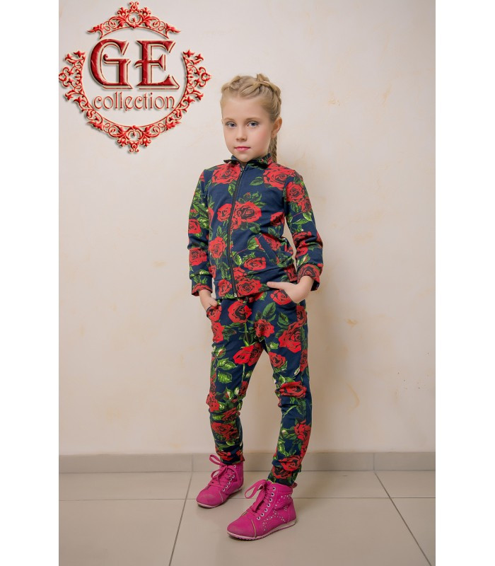 Костюм детский спортивный штаны и кофта, принт розы от Дольче Габбана - фото 1 - id-p5537797