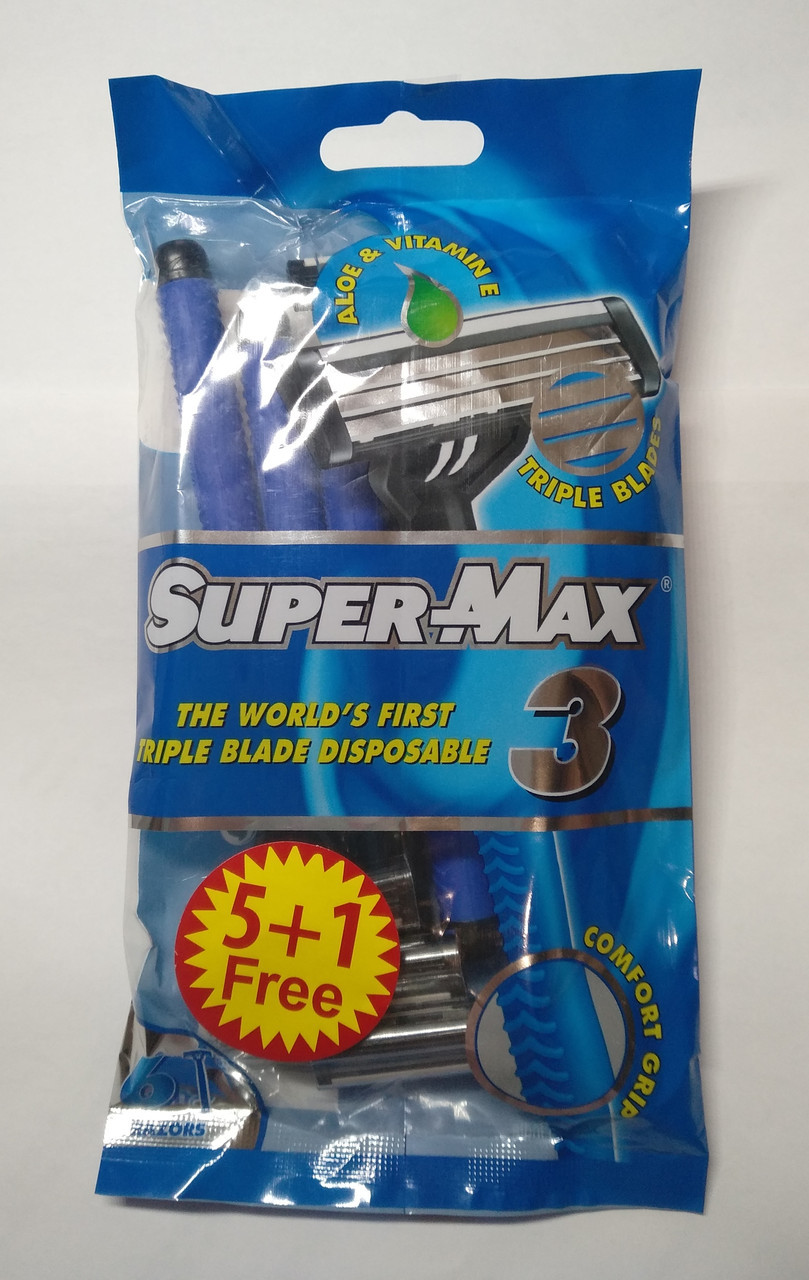 Станки для бритья Супер Макс 3 Super-Max 6 шт - фото 1 - id-p8642510