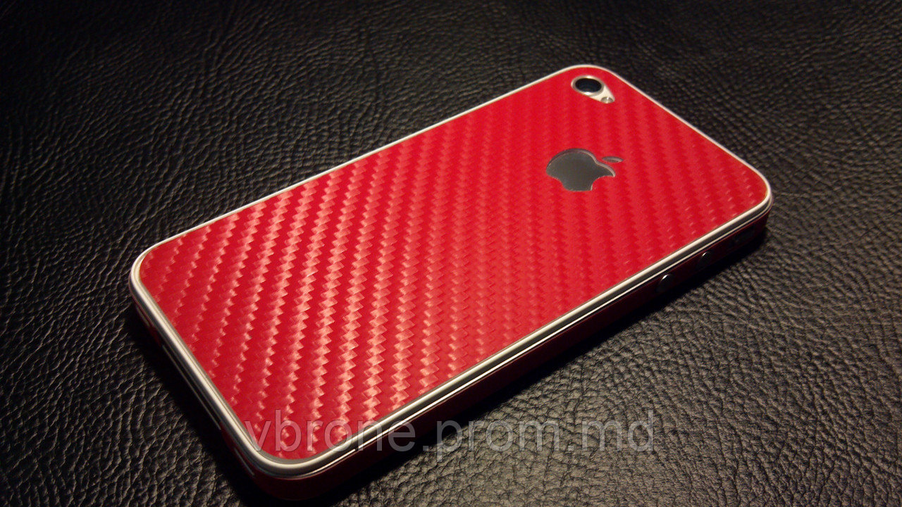 Декоративная защитная пленка для Iphone 4/4S "карбон красный" - фото 1 - id-p3866889