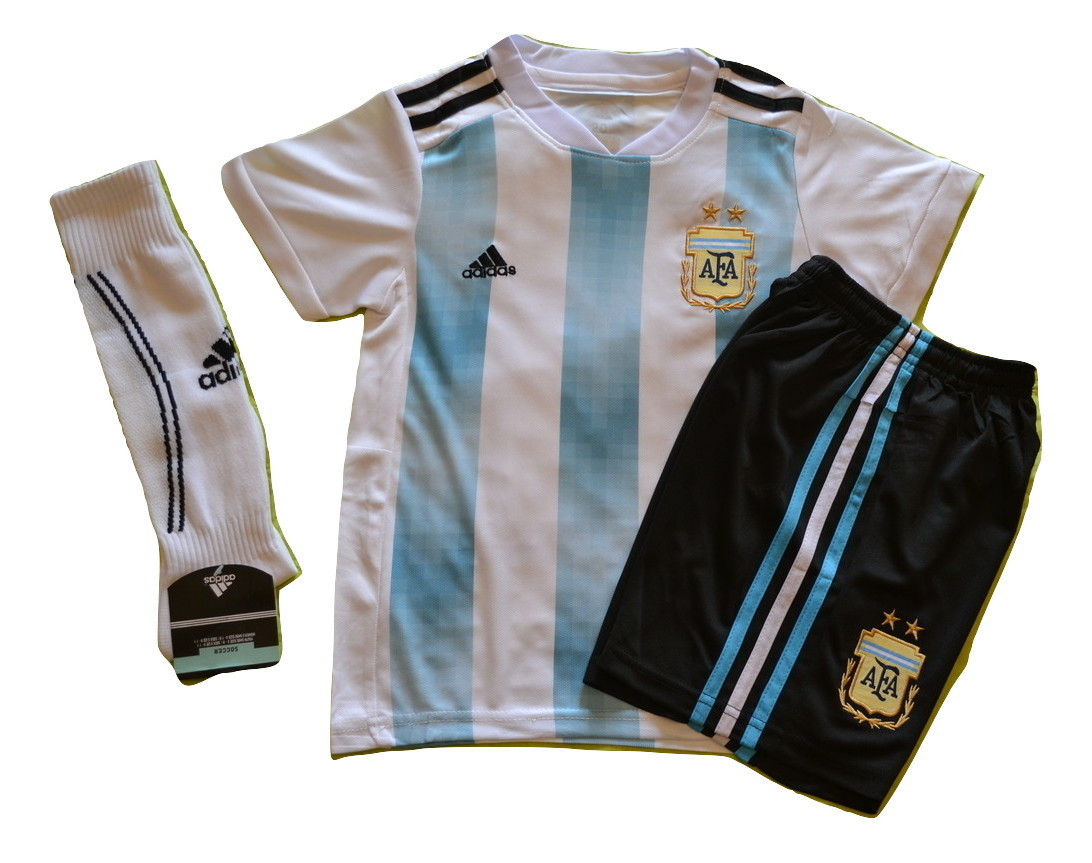 Футбольная форма детская Сборной Аргентины Месси (Messi) + гетры 3 XS (рост 122-128 см) - фото 1 - id-p8632210