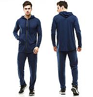 Спортивный осенний мужской костюм в крапинку: удлиненная кофта с капюшоном и штаны