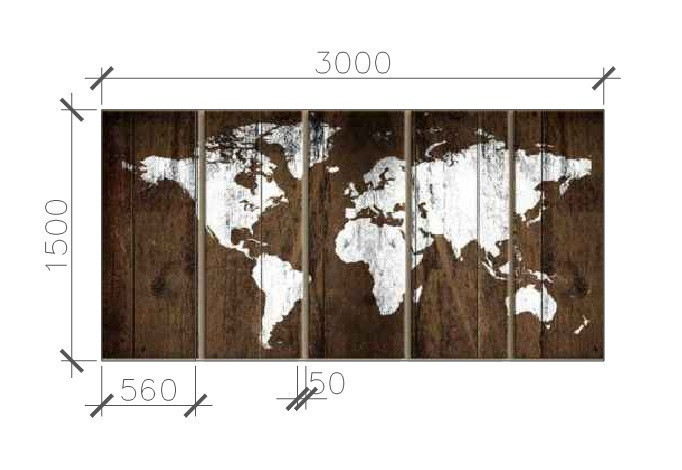 Карта мира интерьер из дерева 3*1,5м - фото 1 - id-p8766051