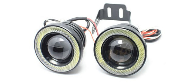 Противотуманные LED фары (птф) светодиодные 10w, 76 мм с ангельскими глазками - фото 1 - id-p4795204