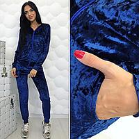 Молодежный мраморный бархатный прогулочный костюм: кофта на молнии с капюшоном и штаны с манжетами