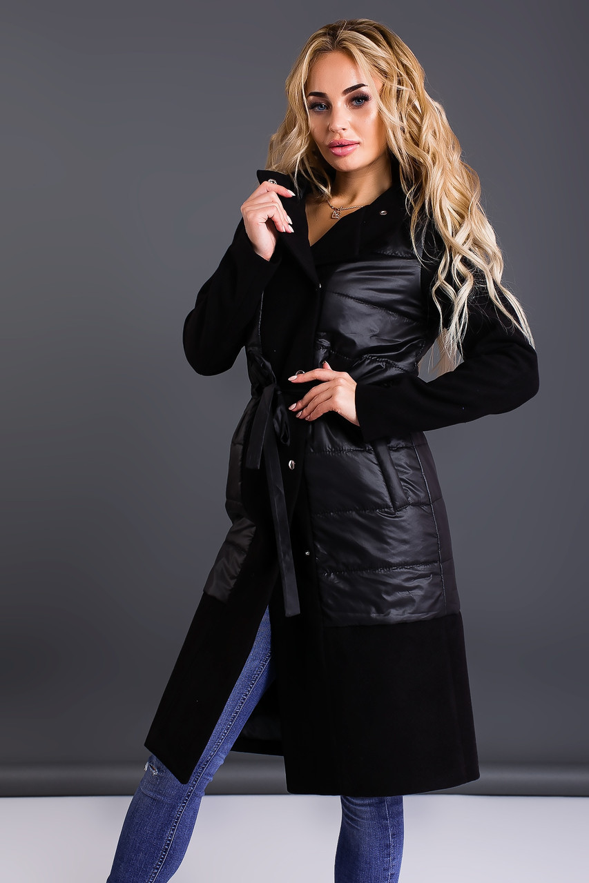 Комбинированное пальто женское