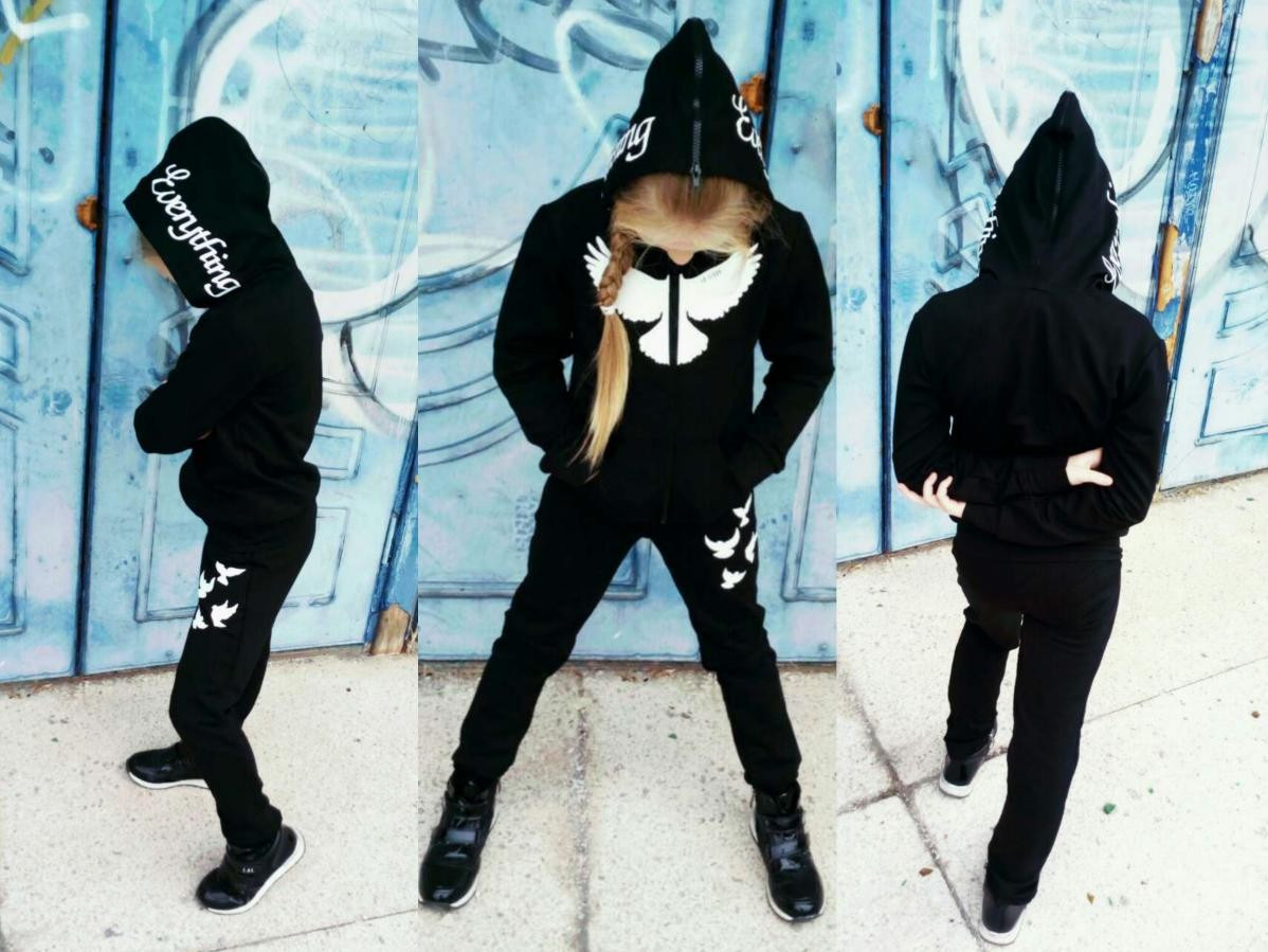 Спортивный стильный детский костюм: кофта с капюшоном и штаны, серия мама-дочка - фото 1 - id-p8767291