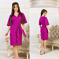 Элегантное платье с разрезом спереди и широкими рукавами, пояс в комплекте