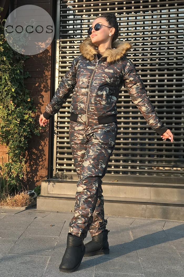 Женский прогулочный костюм плащевка на синтепоне: куртка с капюшоном и штаны - фото 1 - id-p8651287