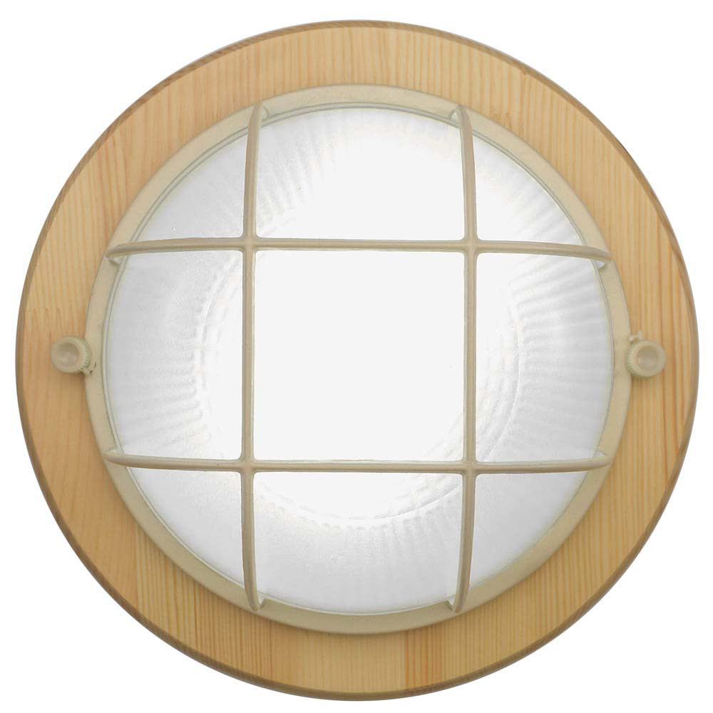 ДБО 03-6-012 Свет-к светодиодный круг с решеткой клен,6Вт,600Лм,IP54,дерево,алюм,стекло - фото 1 - id-p8933864