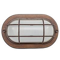 ДБО 04-6-022 Свет-к светодиодный овал с решеткой орех,6Вт,600Лм,IP54,дерево,алюм,стекло