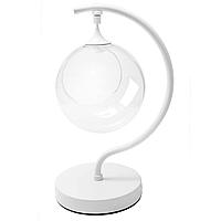 FT-07 Фитосветильник настольный, светодиодный, стеклянный шар ?150мм, 5 В, лампа 2Вт, диммер, USB-штекер длиной 1,8 м, S-образный, белый
