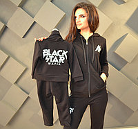 Костюм спортивный женский черный копия бренда от Тимати, серия папа, мама, детский