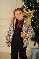 Утепленный зимний детский лыжный костюм на синтепоне полукомбинезон и куртка на овчине, коллекция семья