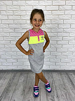 Спортивное платье детское с капюшоном, реплика Адидас, серия "Мама-дочка"
