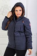Женская укороченная качественная осенняя куртка парка с капюшоном, батал большие размеры