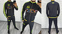 Спортивный мужской костюм из оригинального трикотажа: кофта и штаны, реплика Adidas, серия "Он и она"