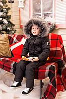 Детский горнолыжный костюм теплая куртка аляска с мехом и полукомбинезон, серия папа, мама, дети