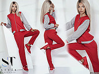 Стильный креповый костюм: кофта на змейке со вставками на рукавах и штаны