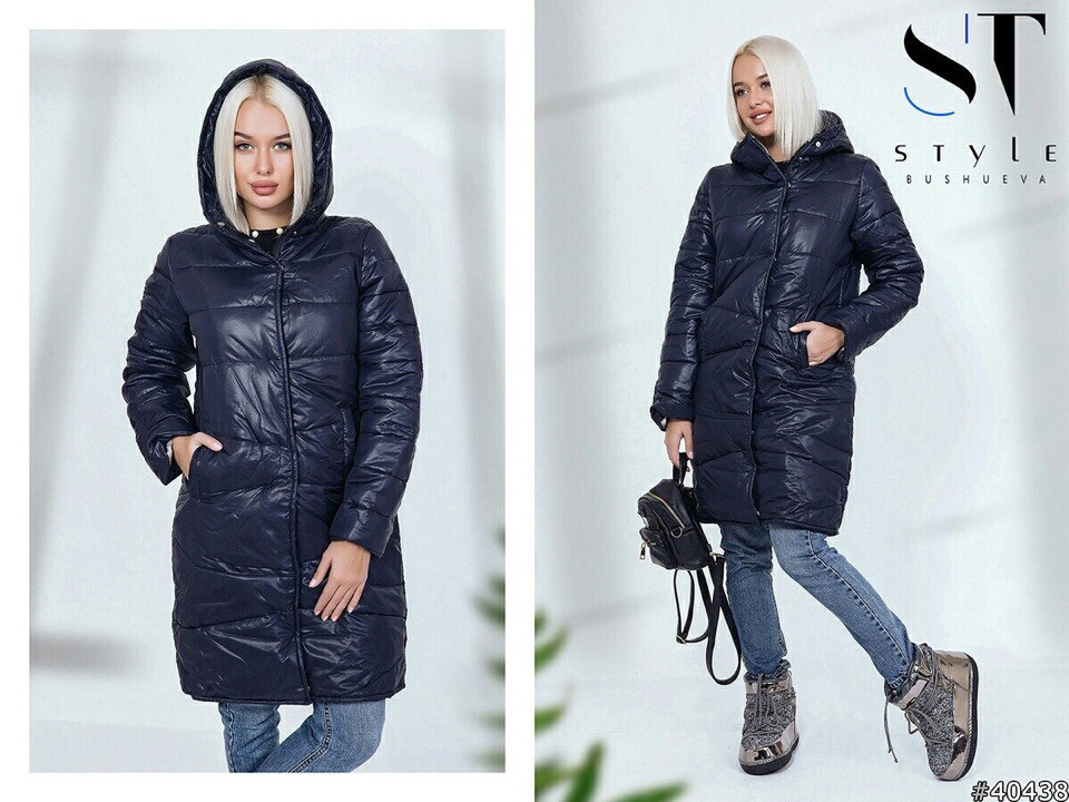 Теплое стеганое осенне-зимнее пальто куртка женское из плащевки с капюшоном - фото 1 - id-p8752670
