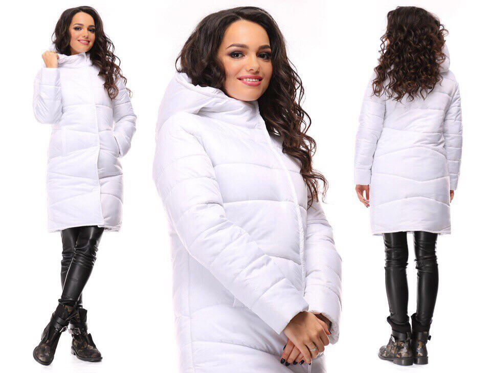 Теплое стеганое осенне-зимнее пальто куртка женское из плащевки с капюшоном - фото 1 - id-p8752673