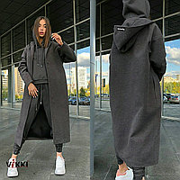 Стильное длинное кашемировое пальто широкого кроя с большим капюшоном, норма и батал большие размеры