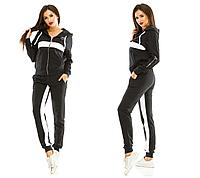 Женский трикотажный спортивный костюм с капюшоном, кофта на змейке и штаны с манжетом, норма и большие размеры