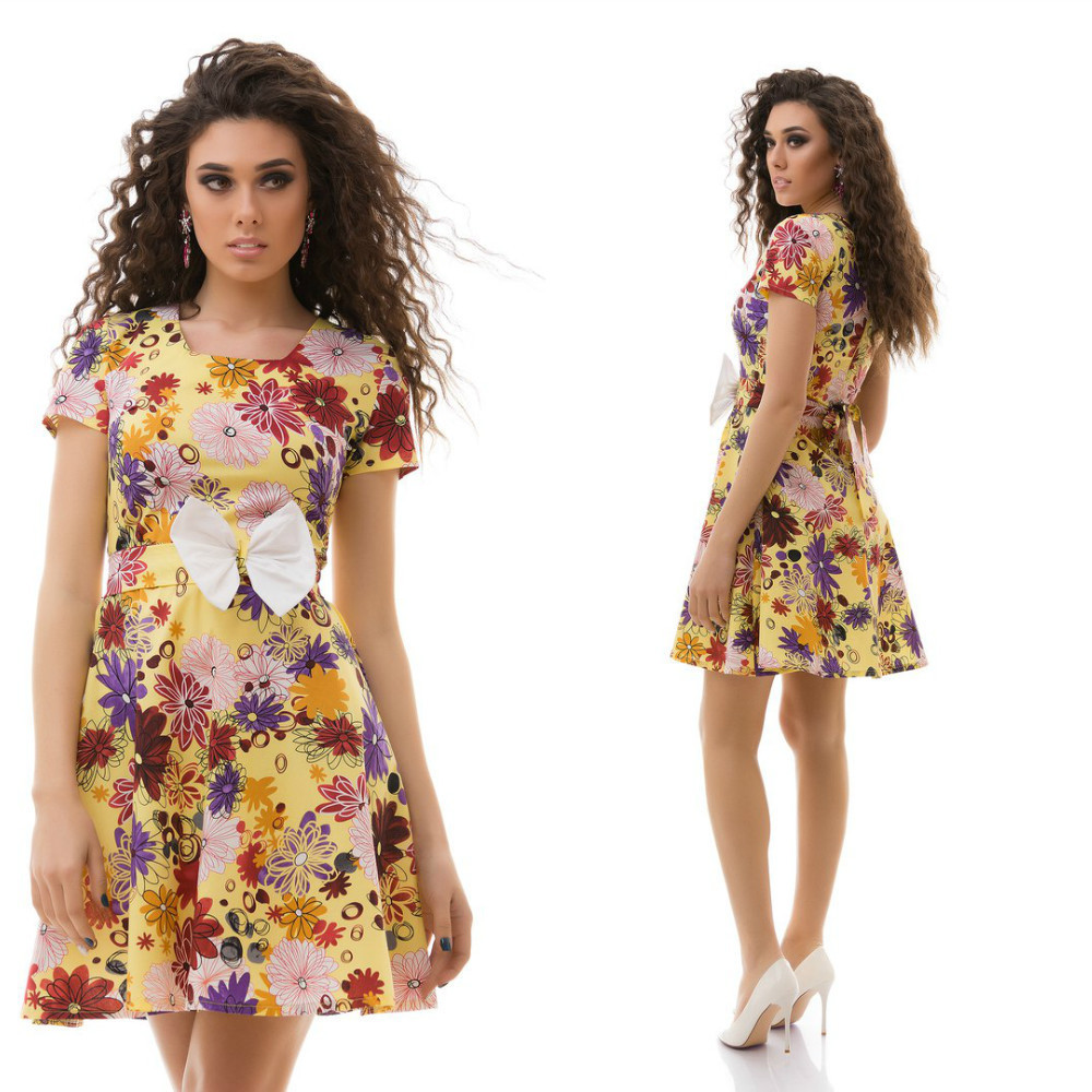 Цветочное романтичное платье в кукольном стиле с поясом в комплекте - фото 1 - id-p9065111