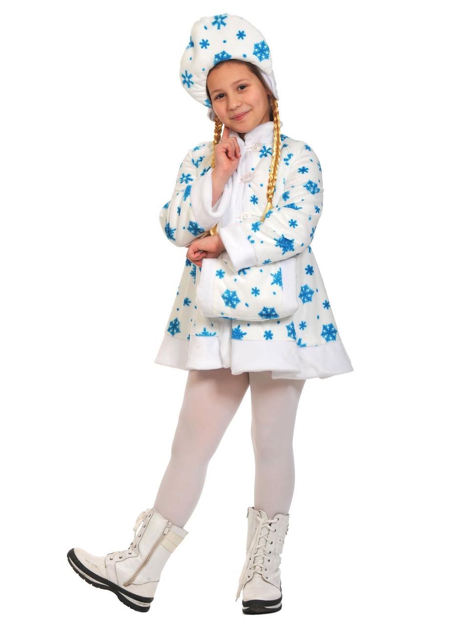 Детский костюм белой снегурочки 32-34 (7-8 лет) - фото 1 - id-p9072845