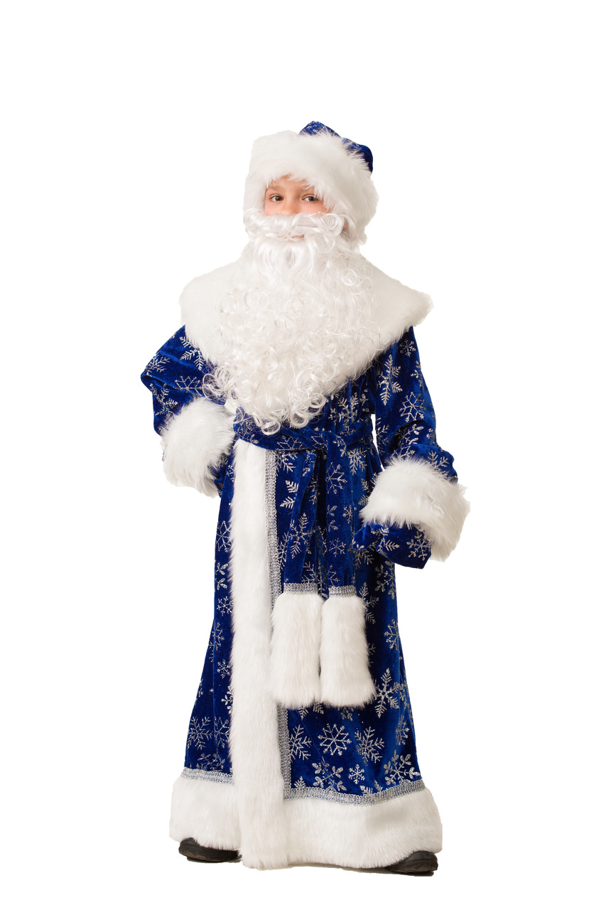 Костюм Деда Мороза велюровый синий 32 (7-8 лет) - фото 1 - id-p9073272