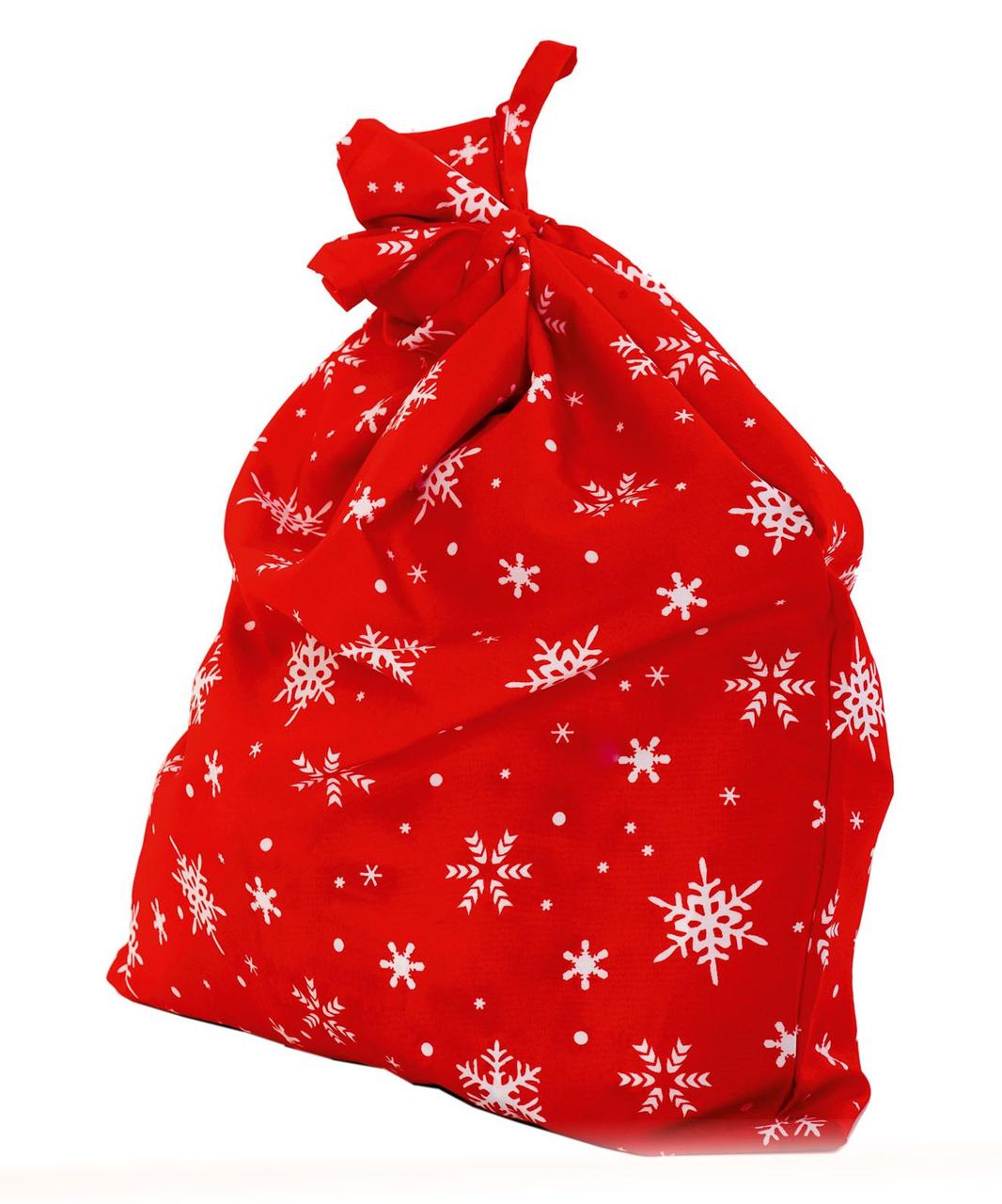 Мешок Деда мороща красный со снежинками - фото 1 - id-p9074068