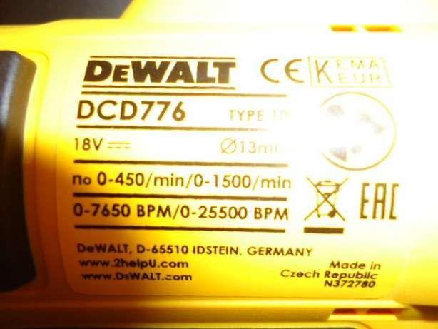 Аккумуляторная дрель DeWALT DCD 776 Шуруповерт - фото 1 - id-p9099148