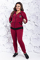 Женский спортивный костюм штаны и кофта на змейке с капюшоном, батал большие размеры